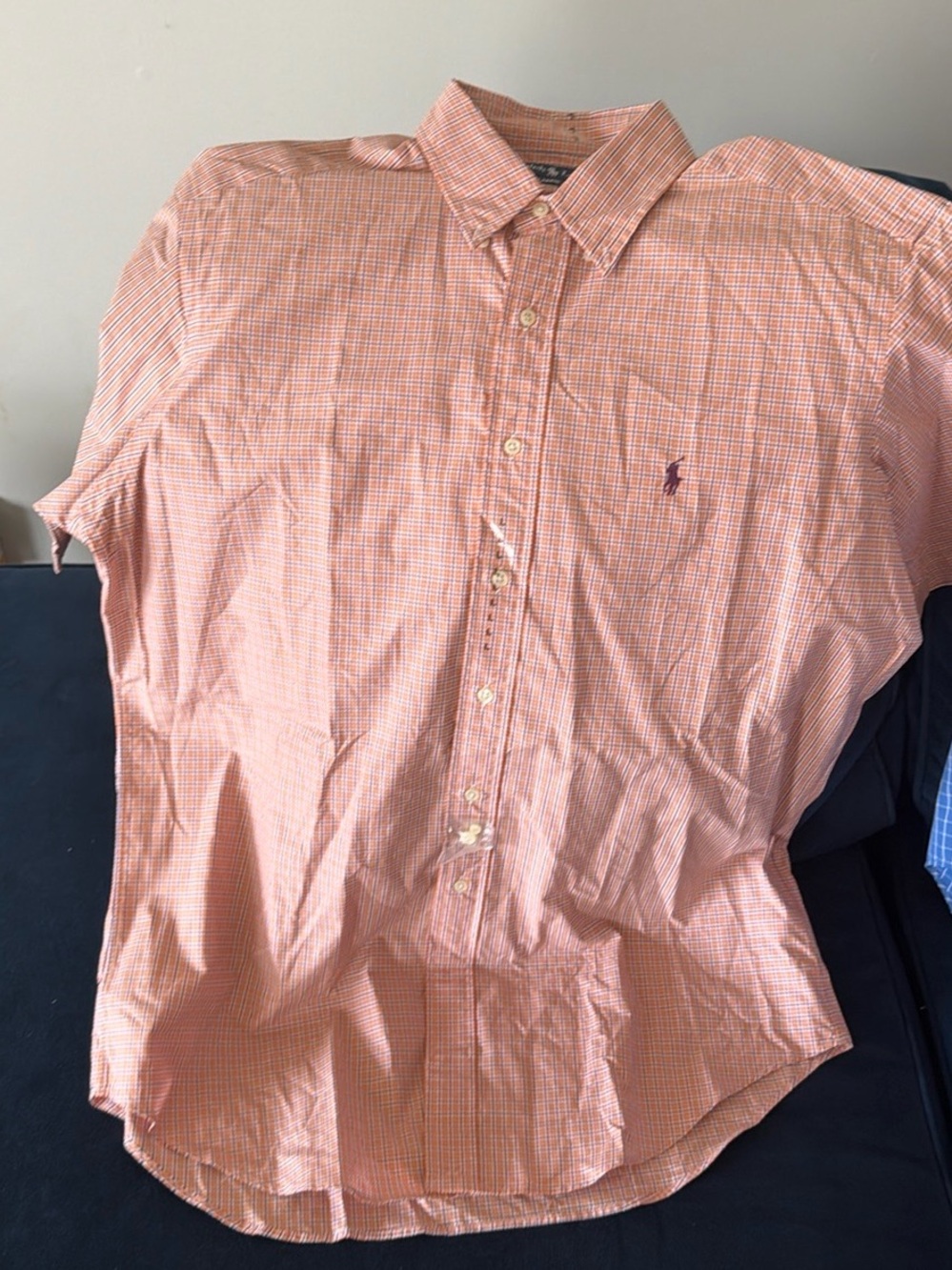 Polo by Ralph Lauren Orange and White Check Button-Down Shirt. For a tall man.